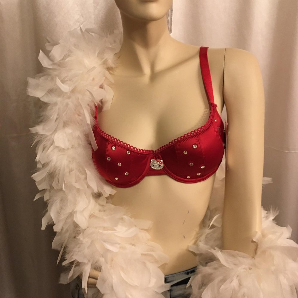 GORGEOUS lipstick red bra with hello kitty crystal details